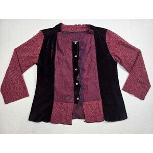Nooshin Femme Velvet Jacket Lace Sleeves Button Front Size M Goth Whimsigoth